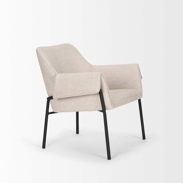 Brently Oatmeal Fabric and Matte Black Metal Legs Accent Chair, image 5