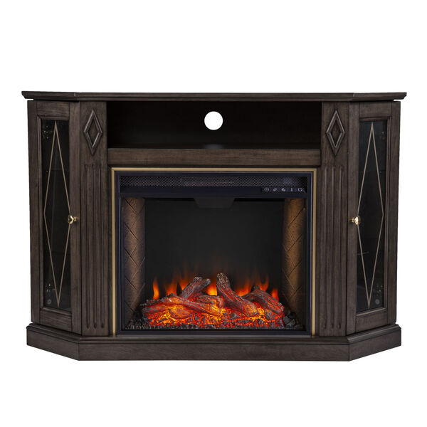 Austindale Light Brown Smart Corner Fireplace with Media Storage, image 2