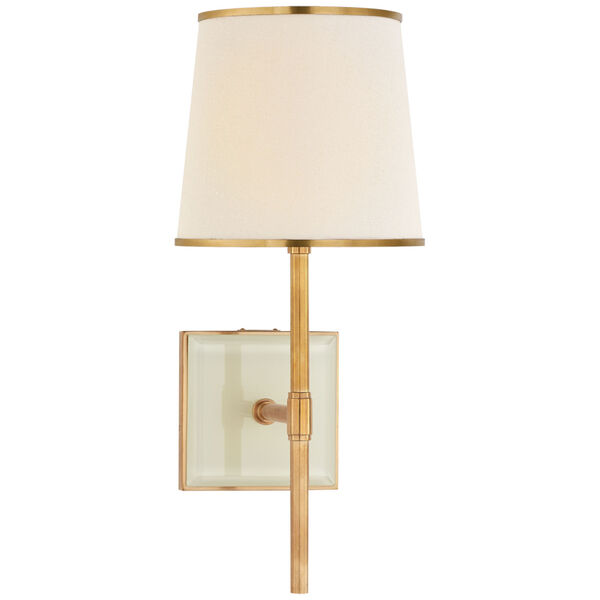 Bradford Medium Sconce in Soft Brass and Cream with Cream Linen Shade with Soft Brass Trim by kate spade new york, image 1
