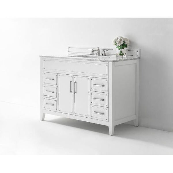 Aspen White 48-Inch Bath Vanity Set with Italian Carrara White Marble, image 4