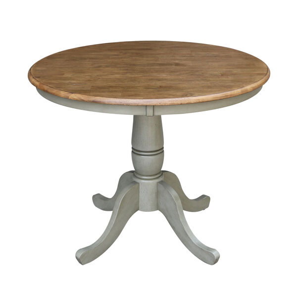 San Remo Hickory and Stone 36-Inch Round Top Pedestal Table With Two Chairs, Three-Piece, image 4