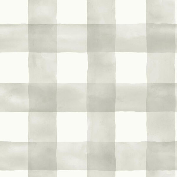 Watercolor Check Gray and White Removable Wallpaper- SAMPLE SWATCH ONLY, image 1