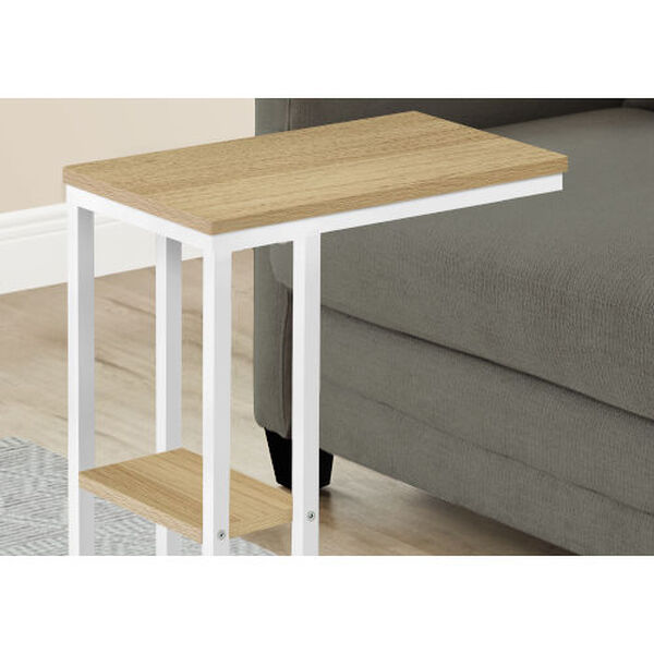 Natural and White End Table with Shelf, image 3