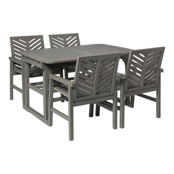 Gray Wash 35-Inch Five-Piece Extendable Outdoor Dining Set, image 2