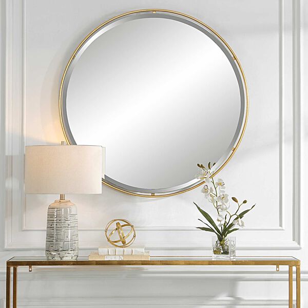 Canillo Antiqued Gold 42 x42-Inch Round Wall Mirror, image 3