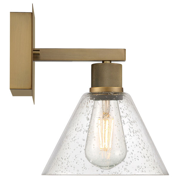 Port Nine Brass-Antique and Satin Outdoor One-Light LED Wall Sconce with Clear Glass, image 3