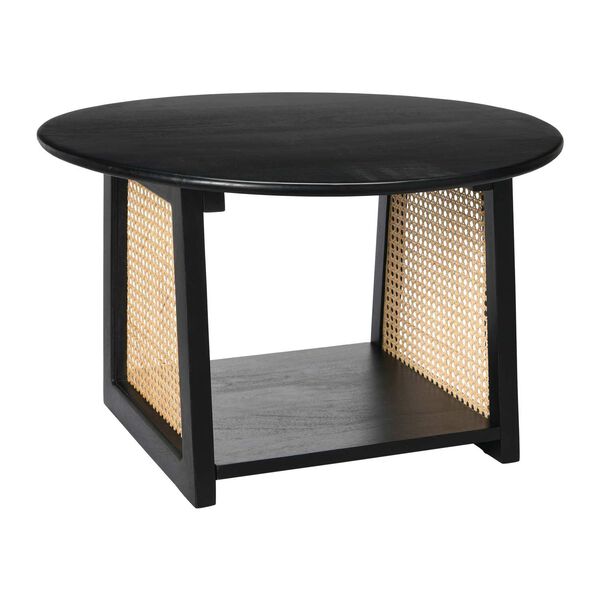 Black Mango Wood with Woven Cane Coffee Table, image 1