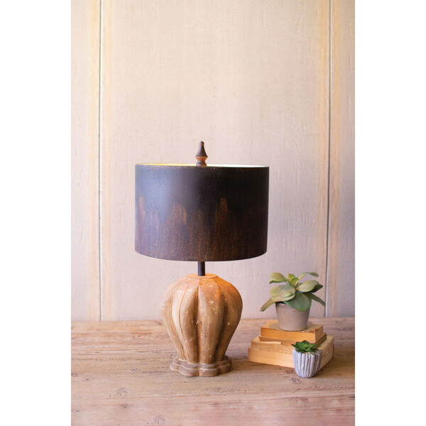 Natural 25-Inch One-Light Table Lamp with Wooden Base, image 1