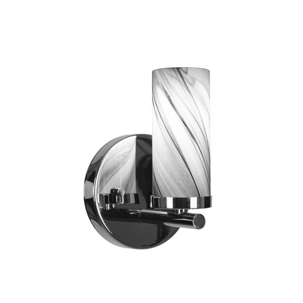 Trinity Chrome One-Light Wall Sconce with Onyx Swirl Glass, image 1