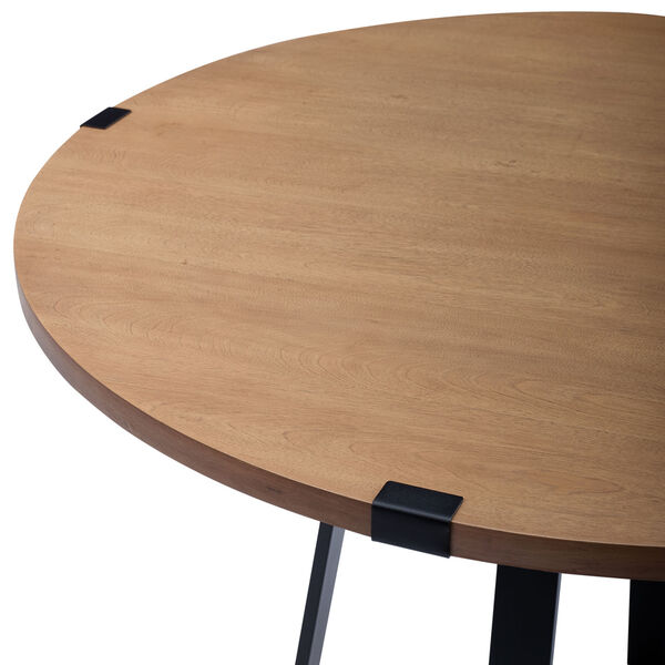 English Oak and Black Round Dining Table, image 4