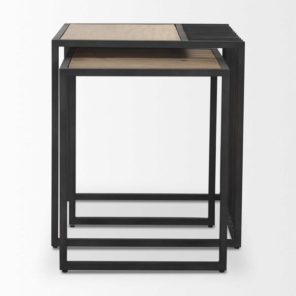 Miles Black Metal With Light Wood Nesting End Tables (Set of 2), image 3