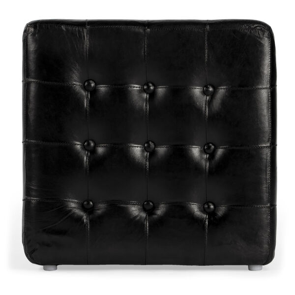 Accent Seating Leon Black Leather Ottoman, image 3