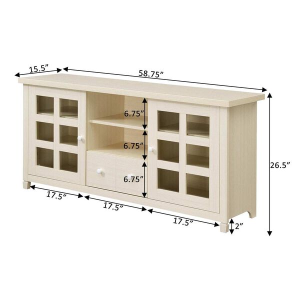 White One Drawer TV Stand with Storage Cabinet and Shelve, image 7