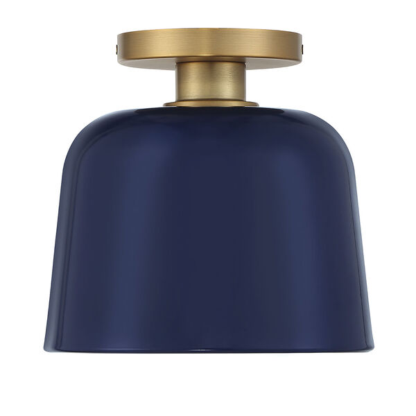 Chelsea Navy Blue and Natural Brass One-Light Semi-Flush Mount, image 3
