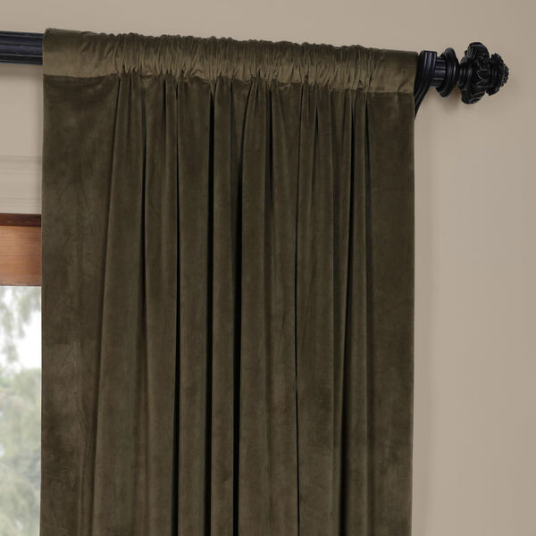 Dark Green 108 x 50 In. Blackout Velvet Curtain Panel, image 3