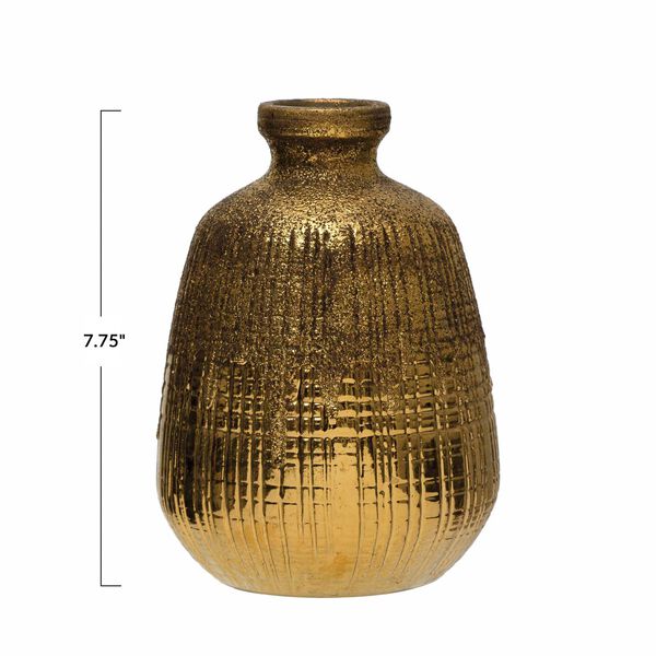 Gold Textured Terra-Cotta Vase, image 3