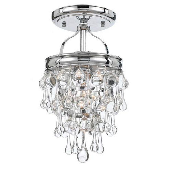 Hopewell Polished Chrome One-Light Semi-Flush Mount with Clear Crystal, image 1