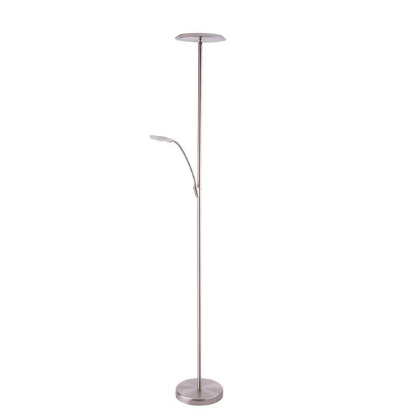 Iggy Satin Nickel 72-Inch Two-Light LED Torchiere Floor Lamp, image 1