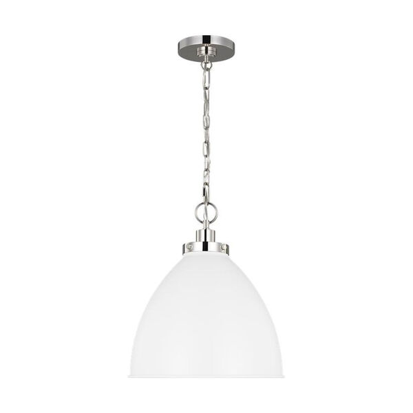 Wellfleet Matte White and Silver 16-Inch One-Light Pendant, image 2