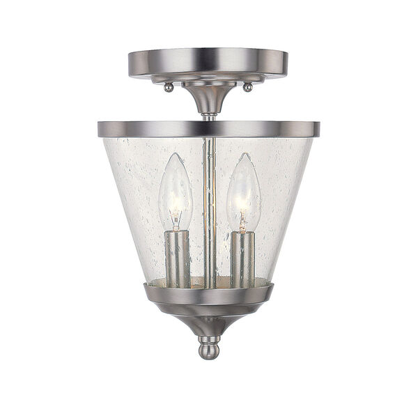 Grace Brushed Nickel Two-Light Convertible Semi Flush Mount with Soft White Glass, image 1