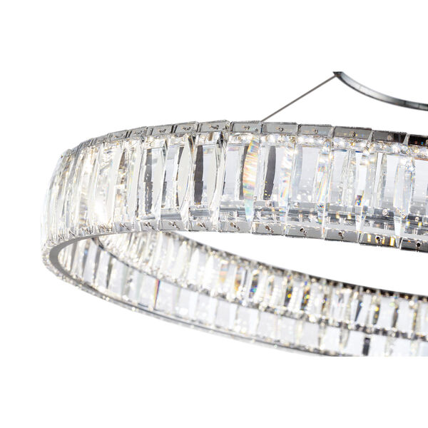 Annette Chrome One-Light LED Pendant with Clear Acrylic Etched Inside Shades, image 2