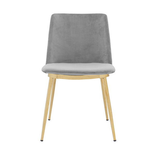 Messina Gray Velvet Gold Chrome Dining Chair, Set of Two, image 3