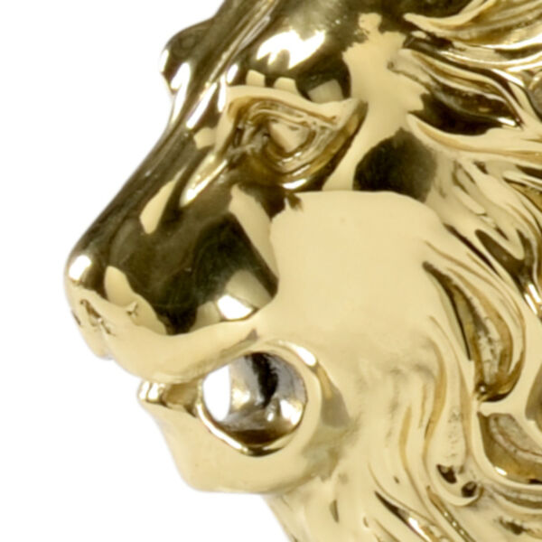 Polished Brass Lion Head Bookends, image 2
