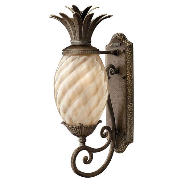 Fleur Pearl Bronze Eight-Inch One-Light Outdoor Wall Mount with Amber Glass, image 2
