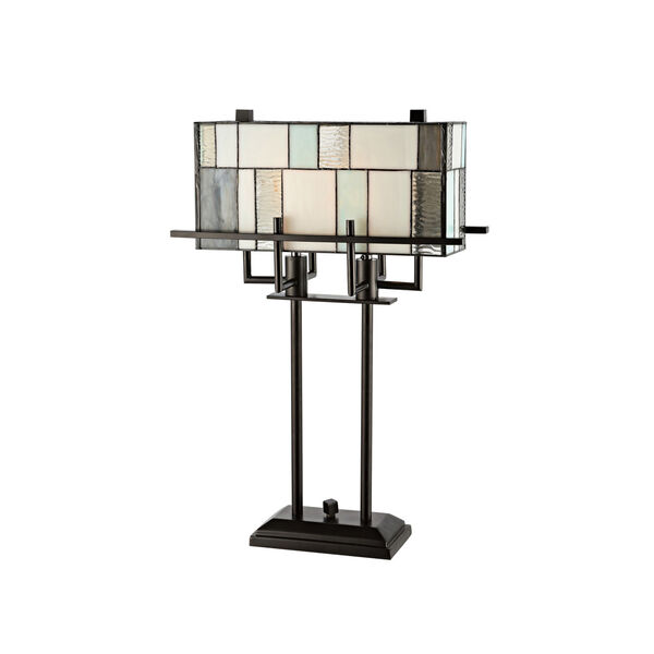 Bronze Stonegate Two-Light Tiffany Table Lamp, image 1