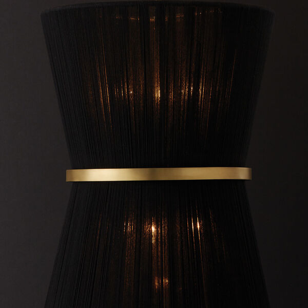 Cecilia Black Rope and Patinaed Brass Six-Light Tapered String Foyer, image 5
