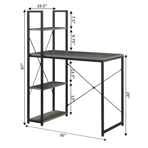 Designs2Go Charcoal Gray Black Office Workstation with Shelves, image 5