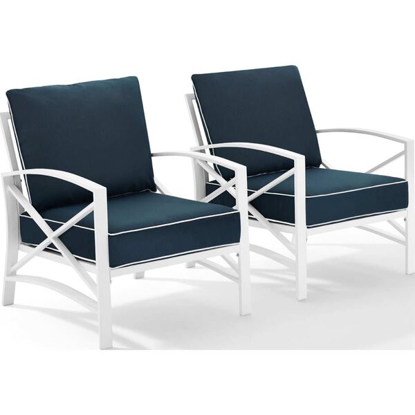 Kaplan Navy White Outdoor Metal Armchair Set , Set of Two, image 5