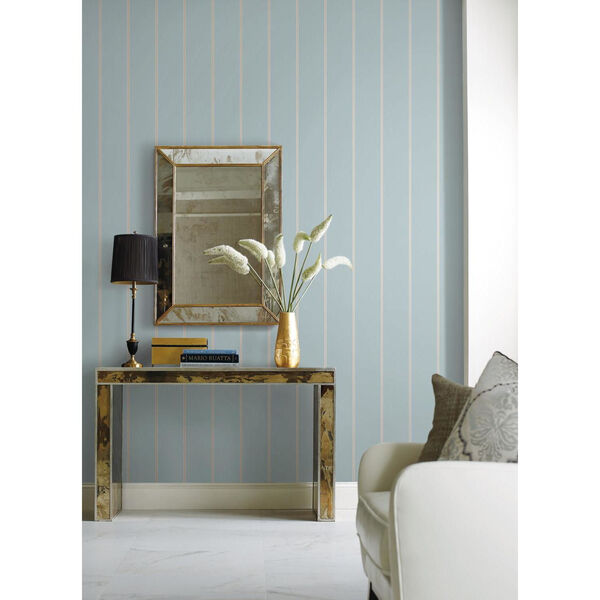 Stripes Resource Library Light Blue and Gold Social Club Stripe Wallpaper – SAMPLE SWATCH ONLY, image 3