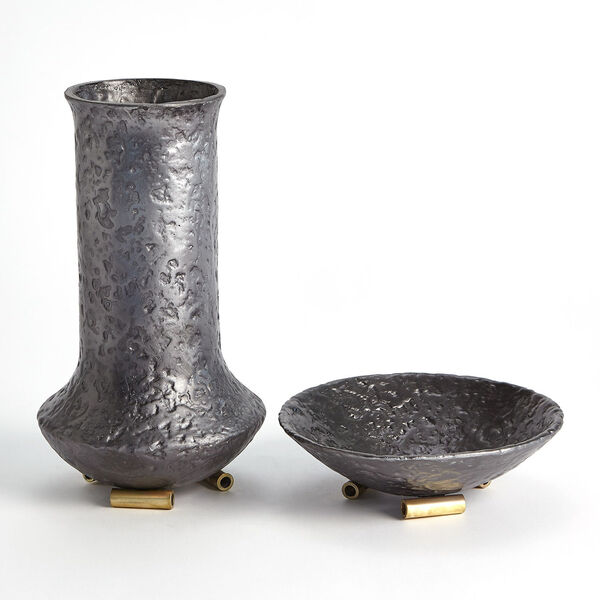 Ferro Black and Brass Vase, image 4