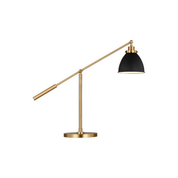 Wellfleet Midnight Black and Burnished Brass One-Light Dome Desk Lamp, image 2