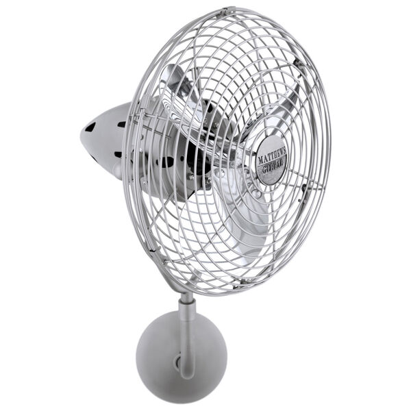 Bruna Parede Brushed Nickel 13-Inch Directional Wall Fan with Metal Blades, image 1