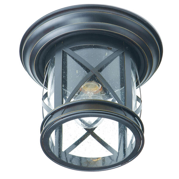 New England Coastal Rubbed Oil Bronze Outdoor Flush Mount Ceiling LIght, image 1