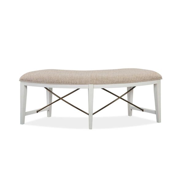 Heron Cove Aged Pewter Wood Curved Bench with Upholstered Seat, image 3