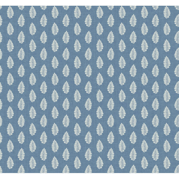 Grandmillennial Blue Leaf Pendant Pre Pasted Wallpaper, image 2