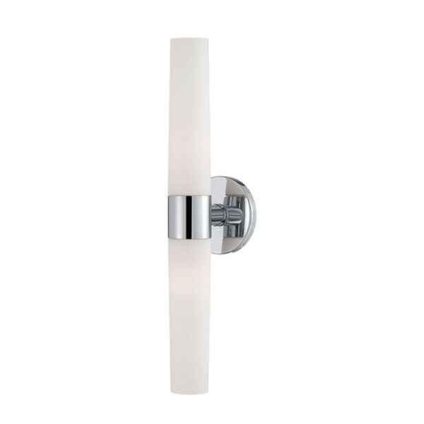 Vesper Chrome Two Light Wall Sconce with Opal White Shade, image 1