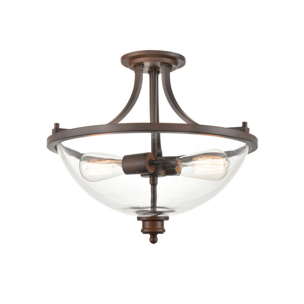 Forsyth Rubbed Bronze Two-Light Semi Flushmount With Transparent Glass, image 1