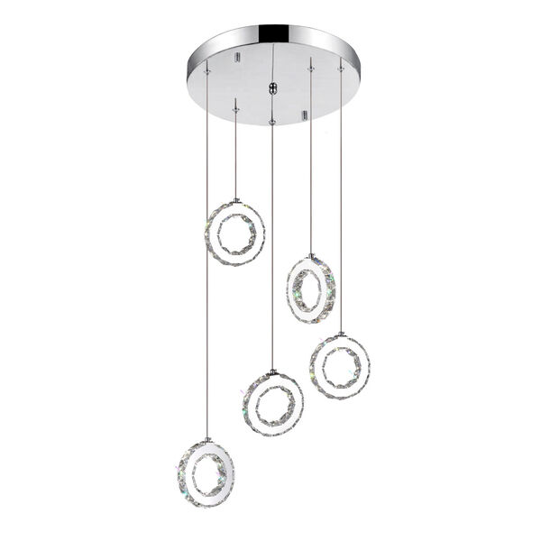Ring Chrome 30-Light LED Pendant with K9 Clear Crystal, image 1