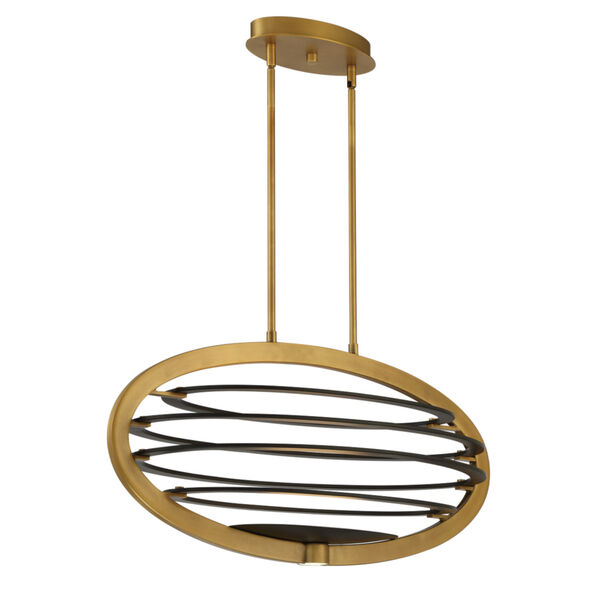 Ombra Black and Brass Two-Light Oval LED Chandelier, image 1