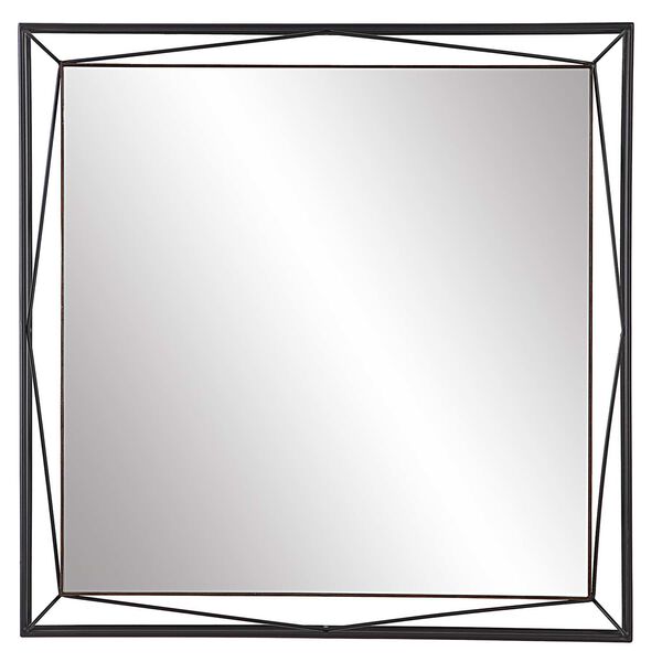 Entangled Satin Black Modern Square Wall Mirror, image 2