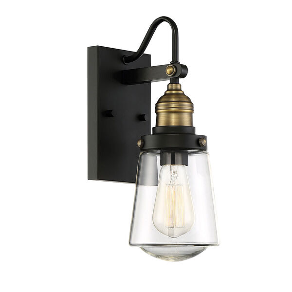 Afton Vintage Black with Warm Brass One-Light Outdoor Wall Sconce, image 3