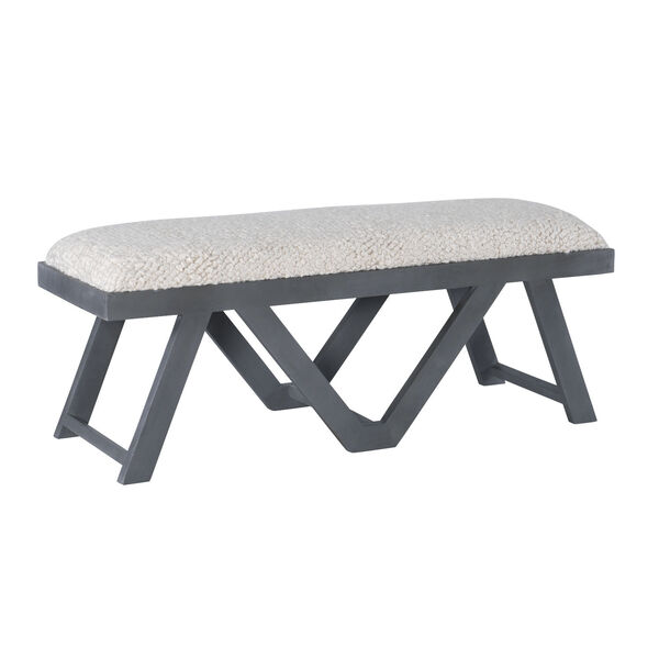 Javier Grey and White Upholstered Bench, image 1