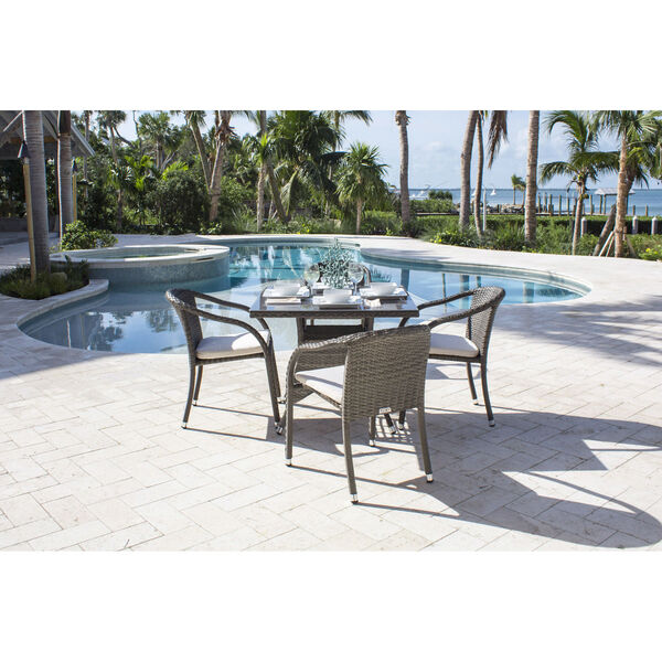 Ultra Canvas Aruba Five-Piece Stackable Woven Armchair Dining Set with Cushions, image 3