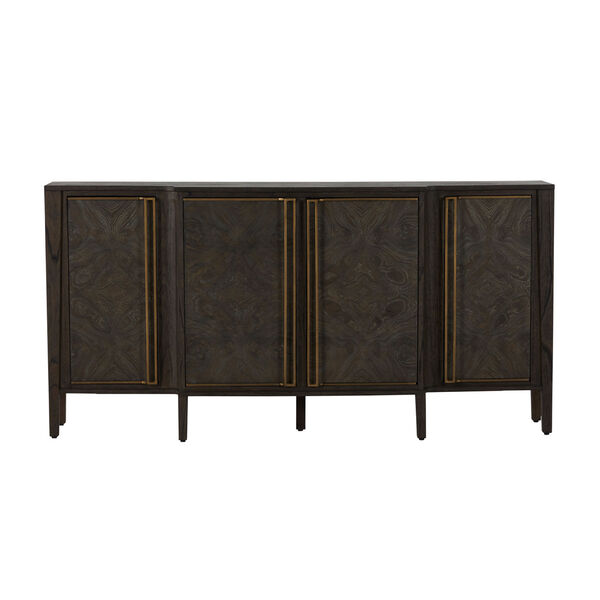 Fitzgerald Dark Brown and Stained Brass Cabinet, image 5