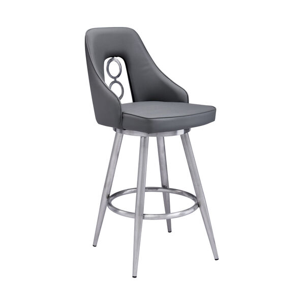 Ruby Gray and Stainless Steel 26-Inch Counter Stool, image 1