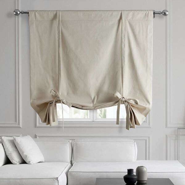 Hazelwood Beige Solid Cotton Tie-Up Window Shade Single Panel, image 1